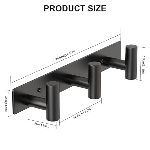 Image of PMMASTO Coat Rack Wall Mounted, 3 inchT Shaped Wall Hooks for Hanging, Heavy Duty Stainless Steel Coat Hook Rail for Hat Towel Robes in Bathroom Kitchen Mudroom Entryway (Black, 2PC)