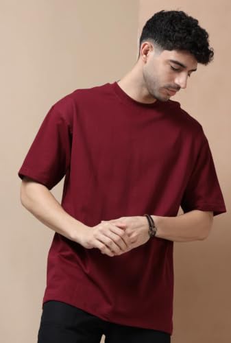 Image of Men's 240 GSM Cotton Oversized Tee - Heavyweight Bio-Washed Fabric | Premium Street Style | Super Soft, Thick & Breathable T-Shirt