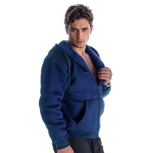 Image of LeeHanTon Sherpa Lined Hoodies for Men Heavyweight Full Zip Up Sweatshirt Thick Fleece Winter Warm Work Jackets Plus Size