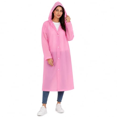 Image of Raincoat for Men & Women | Reusable Hooded Rain Wear | Lightweight 140 GSM Rain Coat with Snap Buttons | Full Length Unisex Rain Coat for Travel, Bike Riding & Monsoon