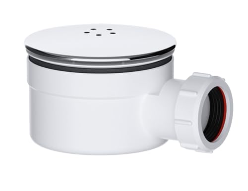 PlumbEZ Universal Outlet Chrome Shower Trap - 90mm Shower Drain Easy to Clean Shower Waste High Flow 30 L/Min - 1.1/2 (40mm Outlet).
