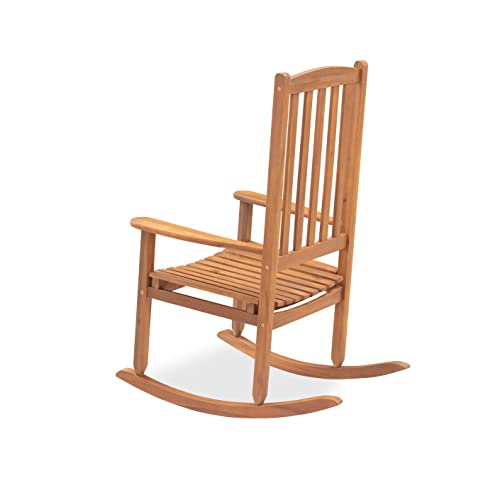 Amazon Aware FSC Certified Outdoor Porch Rocker Chair, Acacia Wood, Natural Teak Brown, 32.25\" D x 28\" W x 44.5\" H