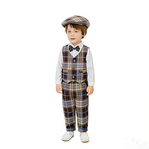 Image of Baby Boys' 4-Piece Vest Set with Dress Shirt, Vest, Pants, and Tie