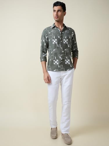 Image of Thomas Scott Mens Regular Fit Embroidered Full Sleeves Casual Shirt