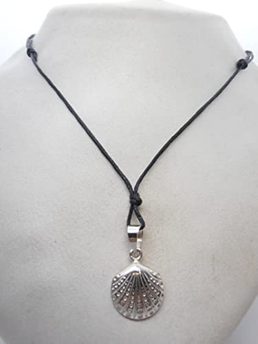 Pendentif en Argent 925 Coquille Bivalves avec Collier Ras-Du-Cou