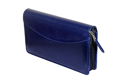 Image of Sukeshcraft Cheque Book Holder for 8 Cheque Books | Multi-Pocket Rexine Organizer I Locker Key Holder | Handy 6.25 x 10.80 x 1.80 inch. Size (Rexine - Blue)
