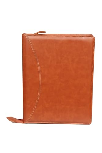 Image of Sukeshcraft PU Leather Document Holder, A4 Size Portfolio with 25 Sleeves, Brown File Folder for Certificates, Documents