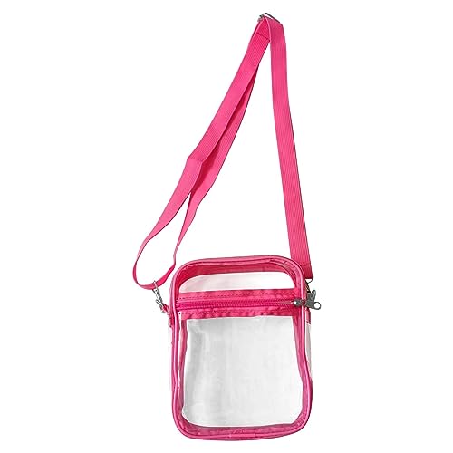 Clear Crossbody Purse Bag Clear Bag Stadium Approved Inner Pocket For Concerts Festivals Sports Events Hiking (Pink, A)