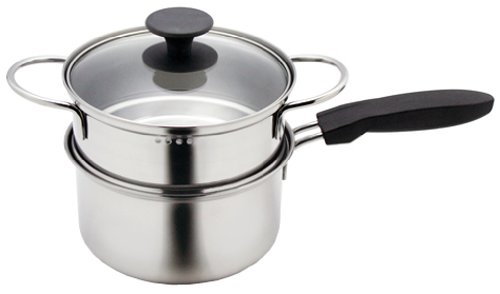 ニシヤマ 鍋 日本製 ステンレス 片手鍋 二段蒸し器 16cm 1.8L ナジラテ NRT-16KM