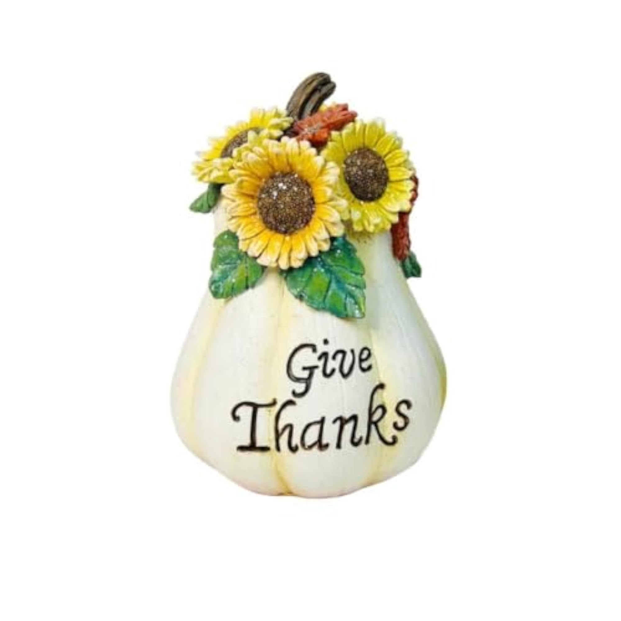 Fall Pumpkin Figurine Rustic Pumpkin with Sunflowers Decor