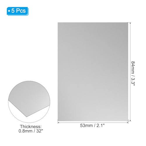 Image of PATIKIL 3.3x2.1x1 /32inch Anodized Aluminum Sheet, 5Pcs Metal Rectangle Aluminum Plate 0.8mm Thick Engraving Blanks for Laser Engraving DIY Decorative Crafting Home Decoration, Silver Tone