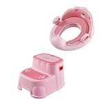 Potty Training Seat with Step Stool Kids Toilet Seat Attachment Baby Ladder Potty Seat for Toddlers Child Toilet Seat Separable Girl Pink