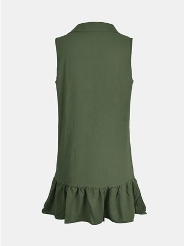 Image of CUPSHE Women's Mini Dresses Button V Neck Ruffled Sleeveless A Line Casual Summer Cover Up Dress