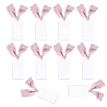 10PCS Clear Acrylic Place Cards Blanks Gift Tags with Ribbon Wedding Name Cards Table Setting Reserved Signs DIY Hanging Sign Decor for Wedding Dinner Party