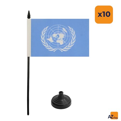 Drapeau de table ONU 15x10 cm en polyester AZ FLAG pour décoration bureau et conférence