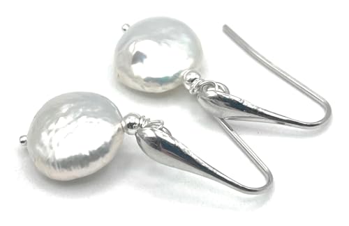 Boucles d'oreilles perles blanches baroques en argent 925 minimalistes - 4