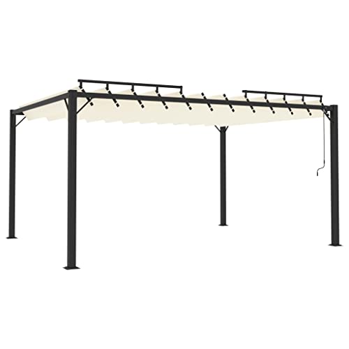 Pérgola con techo de láminas de 3 x 4 m, aluminio y 100% poliéster, perfecta cubierta de terraza, resistente a la intemperie y duradera, ideal para jardín y exterior