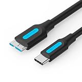 Cabo USB C para USB 3.1 Micro B, VENTION Cabo para HD Externo, carregamento rápido transferência de dados de sincronização compatível com Samsung Galaxy S5 Note 3 Seagate WD Toshiba disco rígido 50cm