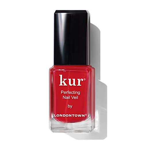 LONDONTOWN Perfecting Nail Veil, Sheer, Buildable Nail Tint Plus Nail Strengthener, Hydrates & Conditions Nails, #8 Sheer Poppy Red, 0.4 Fl Oz