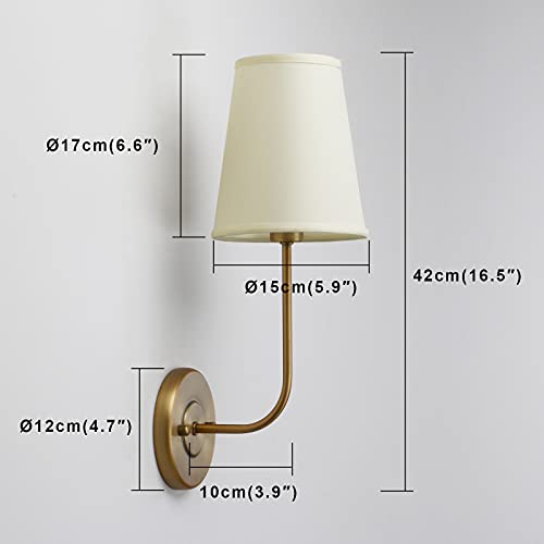 Rustic Wall Sconces Set with Light-Yellow Shades for Bedroom and Living Room