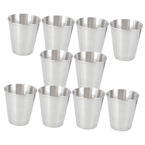 SAFIGLE 10 piezas Copas de Licor de Acero Inoxidable Tazas Apilables para Camping y Hogar Resistentes y Portátiles para Vodka Whisky y Vino