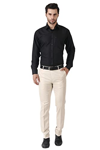 Image of MALENO Men's Slub Effect Solid Trouser | Classic Slim Fit Formal Trousers for Men | Slim Fit Trousers for Men