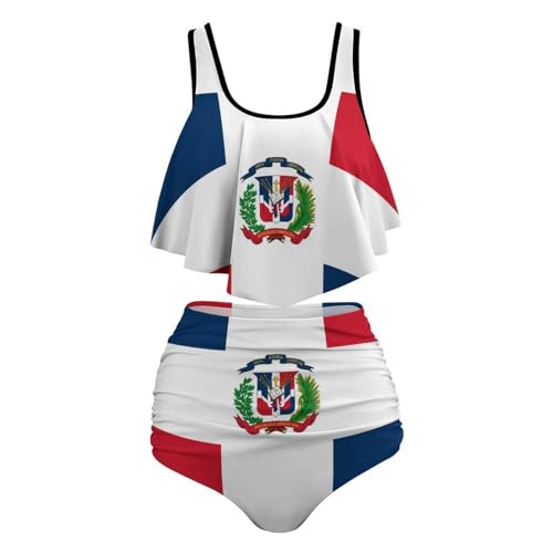 Women Bikini Set 2 Piece High Waisted Tankini Bathing Suits, Plus Size Flounce Swimsuit Tummy Control Swimwear4