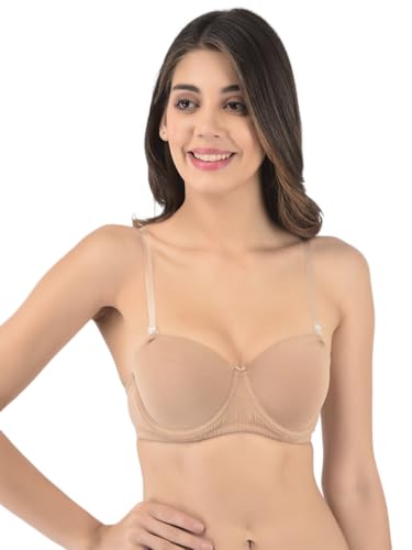 Image of Softline Women's Cotton Rich Padded Wired Demi-Cup Bra | Seamless, Breathable & Soft Fabric | Everyday Comfort & Support