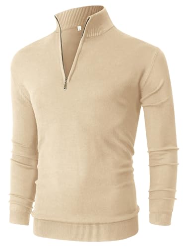 Amazon.com: NITAGUT Mens Slim Fit Quarter Zip Mock Neck Polo