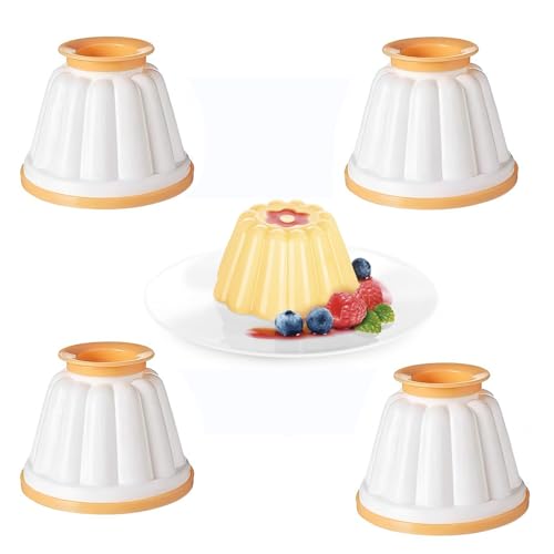 LEBKFT 4 Pcs Panna Cotta Moulds with Lid - Traditional Jelly Moulds & Mini Pudding Basins - Non Stick Cooking Pans