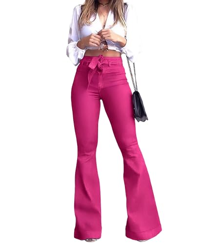 Pantete Womens High Waisted Bell Bottom Jeans Denim High Rise Flare Jean Pants with Wide Leg