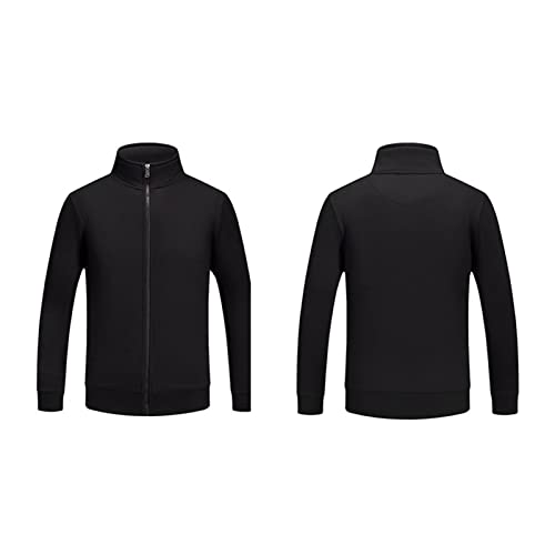 Mens Regular Athletic Full-Zip Sweatshirts Fall Winter Long Sleeve Soft Fleece Jacket Colorfast Comfortable Warm Outerwear (Black,Large)2