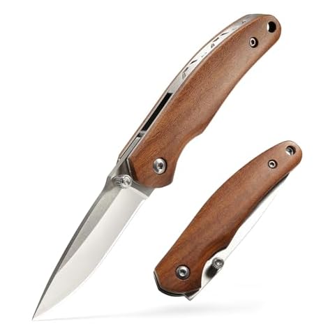 BARRYSAIL Pocket Knife with Wood Handle Cover