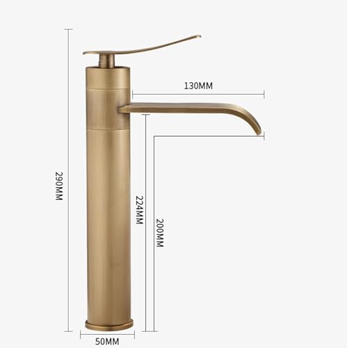 Robinet de lavabo cascade gris haut avec mitigeur eau chaude et froide