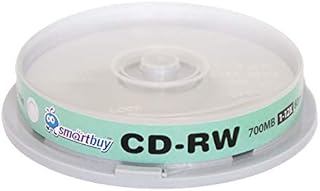 10 Pack Smartbuy CD-RW 1-12X 700MB/80Min High Speed Branded Logo Rewritable Blank Data Media Disc