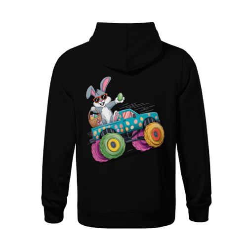 Kids Rabbit Eggs Happy Easter Monster Truck Boys Girls Lightweight Kangaroo Pocket Hoodies3
