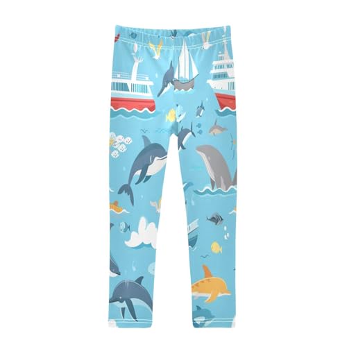 Bolaz Toddler Girls Leggings Printed Yoga Pants Leggings Yacht Whale for Kids