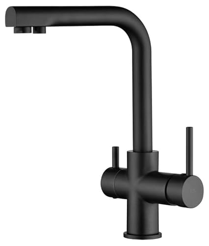 IMEX - Grifo de cocina, monomando de fregadero con sistema osmosis - Mezclador Grifo de Cocina para Osmosis con 2 vias - Serie Marsella Negro Mate - GOS004/NG Cover