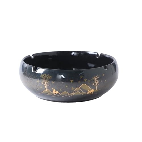 Portátil Cenicero grande de cerámica con patrón brillante, resistente al viento, adecuado for decoración escritorio oficina Exterior(Pequeño)