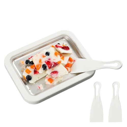 Jiwyunlu Heladeras Hacer Helados - Bandeja para Helados Enrollados Caseros - Máquina para Hacer Yogur Helar Incluye 2 Raspadores, Fabricado En Acero Inoxidable, para Fiestas Y Reuniones Familiares