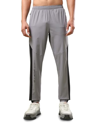 Image of TECHNOSPORT Men's Colorblock Slim Fit Sports Joggers TECHNOLITE Lightweight Active Track Pants Quick Dry Stretch Gym Running Training Fitness Activewear