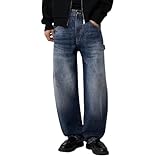 WENKOMG1 Mens Work Pants - Casual Baggy Jeans Loose Fit Straight Leg Hip Hop Denim Streetwear Cargos Chinos Pants Men Man Clothes Fashion Pantalones Tácticos para Hombre (M - Dark Blue)