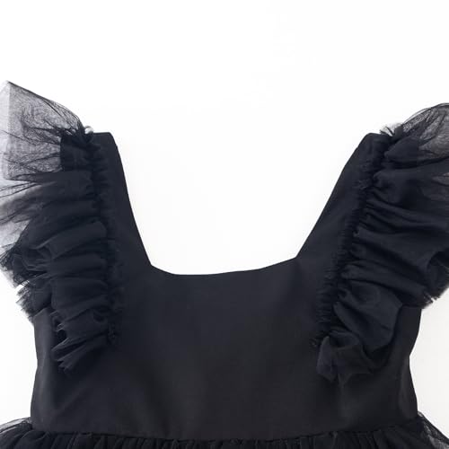 Image of Tutu.kk Toddler Girls Vintage Party Dress Ruffled Sleeve A-Line Tulle Flower Girl Dresses for Wedding,Birthday