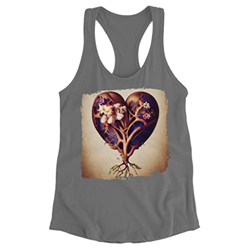 Brown Heart Racerback Tank - Anatomy Tank - Unique Workout Tank - Gray, S