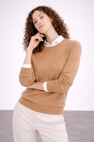 Image of State Cashmere Women's Essential Crewneck Sweater 100% Pure Cashmere Classic Long Sleeve Pullover