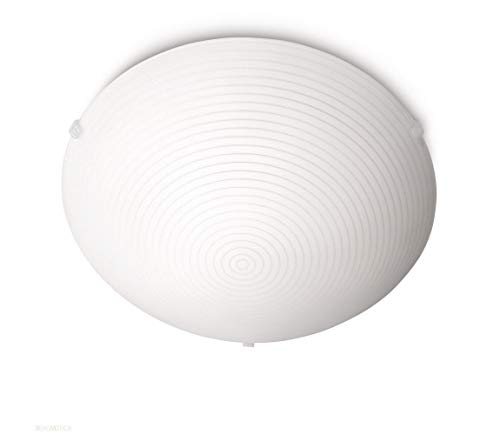 Plafonnier E27 Philips en verre blanc à diffusion de lumière homogène