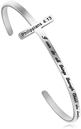 𝐂𝐫𝐨𝐬𝐬 𝐁𝐫𝐚𝐜𝐞𝐥𝐞𝐭 Religious Cuff Bangle 𝐁𝐢𝐛𝐥𝐞 𝐕𝐞𝐫𝐬𝐞 Christian Gifts Jewelry for 𝐖𝐨𝐦𝐞𝐧