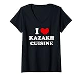 I Love Kazakh Cuisine, Ich liebe kasachische Küche T-Shirt mit V-Ausschnitt