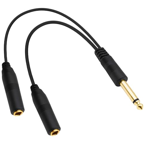Cable divisor TS de 6,35 mm macho a doble mono hembra YARCHONN de 30 cm para audio y altavoz