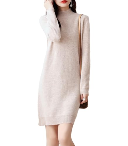 Ailaile 100% lana merino vestito donna manica lunga collo lupetto